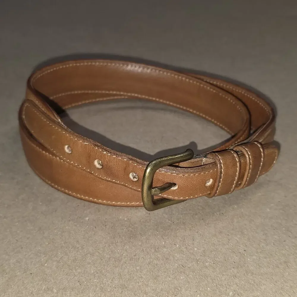 Vintage COACH British tan leather slim Ranger belt sz 32 Made in NYC, USA 114